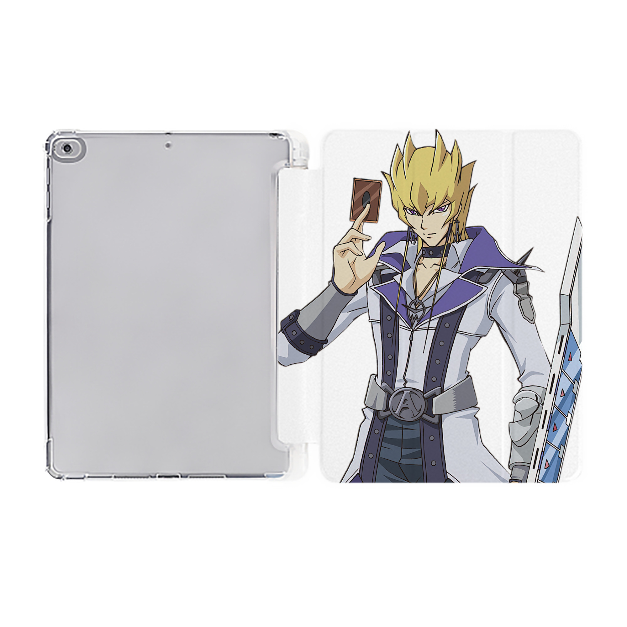 （画像用） 遊☆戯☆王 Yu-Gi-Oh! IPad ケース ペン収納付き 三つ折りスタンド PUレザー×シリコン 対応機種9.5/10.5/10.9インチ
